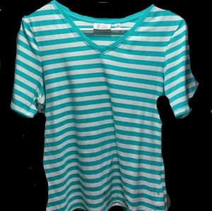 d + Co. Size Medium Striped v-neck t-shirt